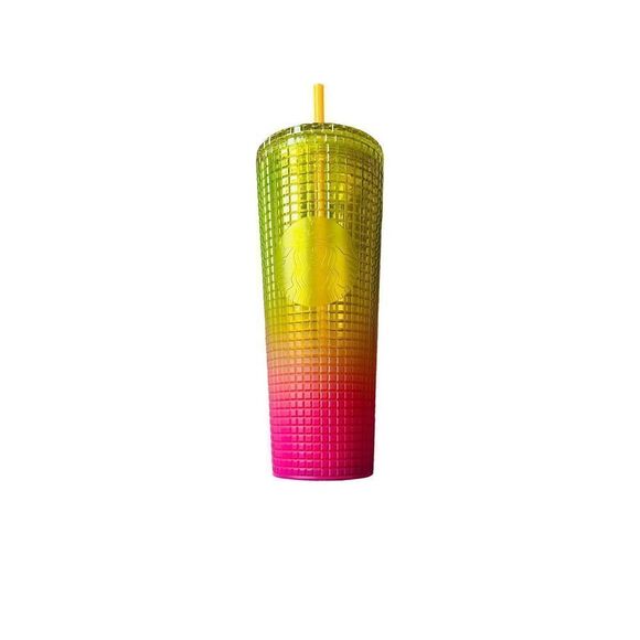 Starbucks Summer 2022 Strawberry Lemonade Studded Disco Grid Tumbler - Picture 1 of 8